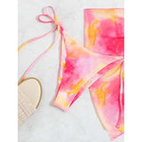 SPEVERT Womens 3 Piece Tie-Dye Swimsuits Triangle Halter Bikini Set