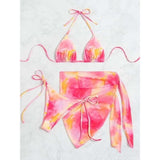 SPEVERT Womens 3 Piece Tie-Dye Swimsuits Triangle Halter Bikini Set