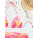 SPEVERT Womens 3 Piece Tie-Dye Swimsuits Triangle Halter Bikini Set
