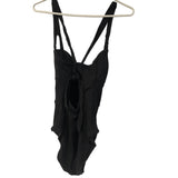 BECCA Modern Edge Rib High Leg One Piece (Black) Swimsuit One Piece Large