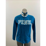 PINK Victoria Secret Women's 1/4 Zip Pullover Sweatshirt Size Small Blue