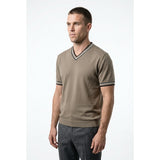 Kodiak Men's  Large Cotton  Collarless V Neck Green Short Sleeve Shirt