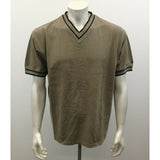Kodiak Men's  Large Cotton  Collarless V Neck Green Short Sleeve Shirt