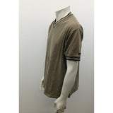 Kodiak Men's  Large Cotton  Collarless V Neck Green Short Sleeve Shirt