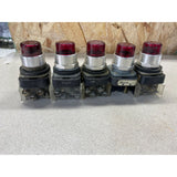 Allen Bradley Red Top Illuminated Used Push Button Panel Box Switches Lot Of 5