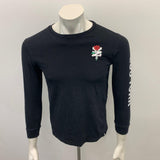 Zoo York T Shirt Youth Large Cotton Black Long Sleeve roses