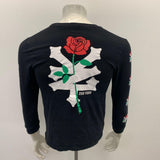 Zoo York T Shirt Youth Large Cotton Black Long Sleeve roses