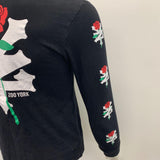 Zoo York T Shirt Youth Large Cotton Black Long Sleeve roses