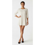 Zara Women's Beige Sparkle 3/4 Sleeve Layered Tunic Zipper Closure Dress