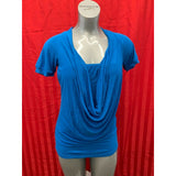 Dynamite Women's Large Blue Short Sleeve Scoop Neck Rayon/Spandex Top Blouse NEW