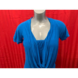 Dynamite Women's Large Blue Short Sleeve Scoop Neck Rayon/Spandex Top Blouse NEW