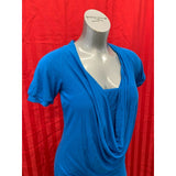 Dynamite Women's Large Blue Short Sleeve Scoop Neck Rayon/Spandex Top Blouse NEW