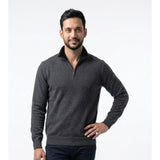 John Adams Men's Medium Gray Mock Quarter Zip Long Sleeve Pullover Sweater