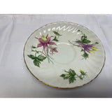 Adderley Teacup Saucer Set Vintage Bone China England Columbine Flower Pattern