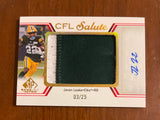 2025 Upper Deck CFL SP Game Used Salute Patch Auto Javon Leake CS-JL Elks #03/25