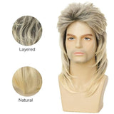 Swiking Mens Mullet Wig Blonde And Dark Foot Retro 70s 80s new