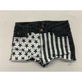 Forever 21 Women's Size 26 Black Stars Striped Stretch Low Rise Cut Off Shorts