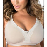 Curvy Couture Women's Cotton Luxe Wire Free Bralette in Natural 1010