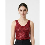 Heart & Hips Women's Red Beaded Tank Top Tunic Size Medium Polyester