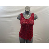 Heart & Hips Women's Red Beaded Tank Top Tunic Size Medium Polyester