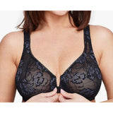 Glamorise #9246 Lacey T-Back Wonderwire Bra Underwire Black/Blue Size 38D NWOT