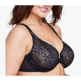 Glamorise #9246 Lacey T-Back Wonderwire Bra Underwire Black/Blue Size 38D NWOT