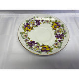Staffordshire Fine Bone China England Vintage Teacup Saucer Set Purple White