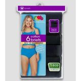 Fruit of the Loom Women's Cotton Brief Underwear Black 7 Large - 6 Pack