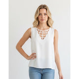 Jealous Tomato Women's M white sleeveless top V neck