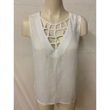 Jealous Tomato Women's M white sleeveless top V neck