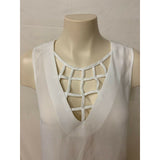Jealous Tomato Women's M white sleeveless top V neck