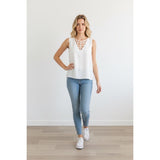 Jealous Tomato Women's M white sleeveless top V neck