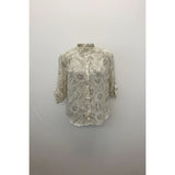Bon Worth Sheer Blouse Women's XSP Beige Floral Polyester button front