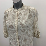 Bon Worth Sheer Blouse Women's XSP Beige Floral Polyester button front