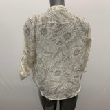 Bon Worth Sheer Blouse Women's XSP Beige Floral Polyester button front