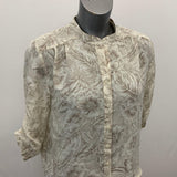 Bon Worth Sheer Blouse Women's XSP Beige Floral Polyester button front