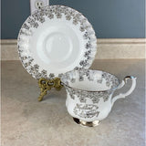 Royal Albert Wedding Anniversary  Fine Bone China Silver Tea Cup And Saucer Set