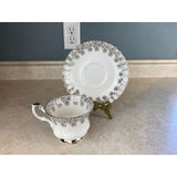 Royal Albert Wedding Anniversary  Fine Bone China Silver Tea Cup And Saucer Set