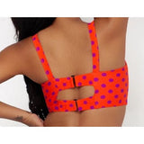 Smart & Sexy 34DD Long Lined Underwire Bikini Top Bright Polka Dot Style SA625
