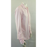 Premium Cotton Men's Large Pink Button Up Long Sleeve Cotton Casual Shirt