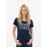 Tommy Hilfiger Women's Blue Good Vibes Relaxed Fit T-Shirt Size Medium Cotton