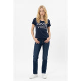 Tommy Hilfiger Women's Blue Good Vibes Relaxed Fit T-Shirt Size Medium Cotton