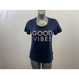 Tommy Hilfiger Women's Blue Good Vibes Relaxed Fit T-Shirt Size Medium Cotton
