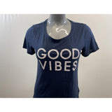 Tommy Hilfiger Women's Blue Good Vibes Relaxed Fit T-Shirt Size Medium Cotton