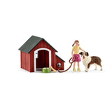 Schleich Farm World Dog Kennel Toy Playset, Australian Shepherd 42376