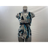 FMX Design Studio Women's Sleeveless Blouse Size Small V Neck Tie Waist Floral Print