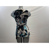 FMX Design Studio Women's Sleeveless Blouse Size Small V Neck Tie Waist Floral Print