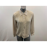 Petite By Elite Beige Pleated Polyester Blouse Women's Size Small
