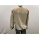 Petite By Elite Beige Pleated Polyester Blouse Women's Size Small