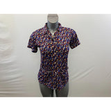 Pokémon Women's Blue Floral Anime Soft Silk Collared Button up Pj Shirt Size Medium